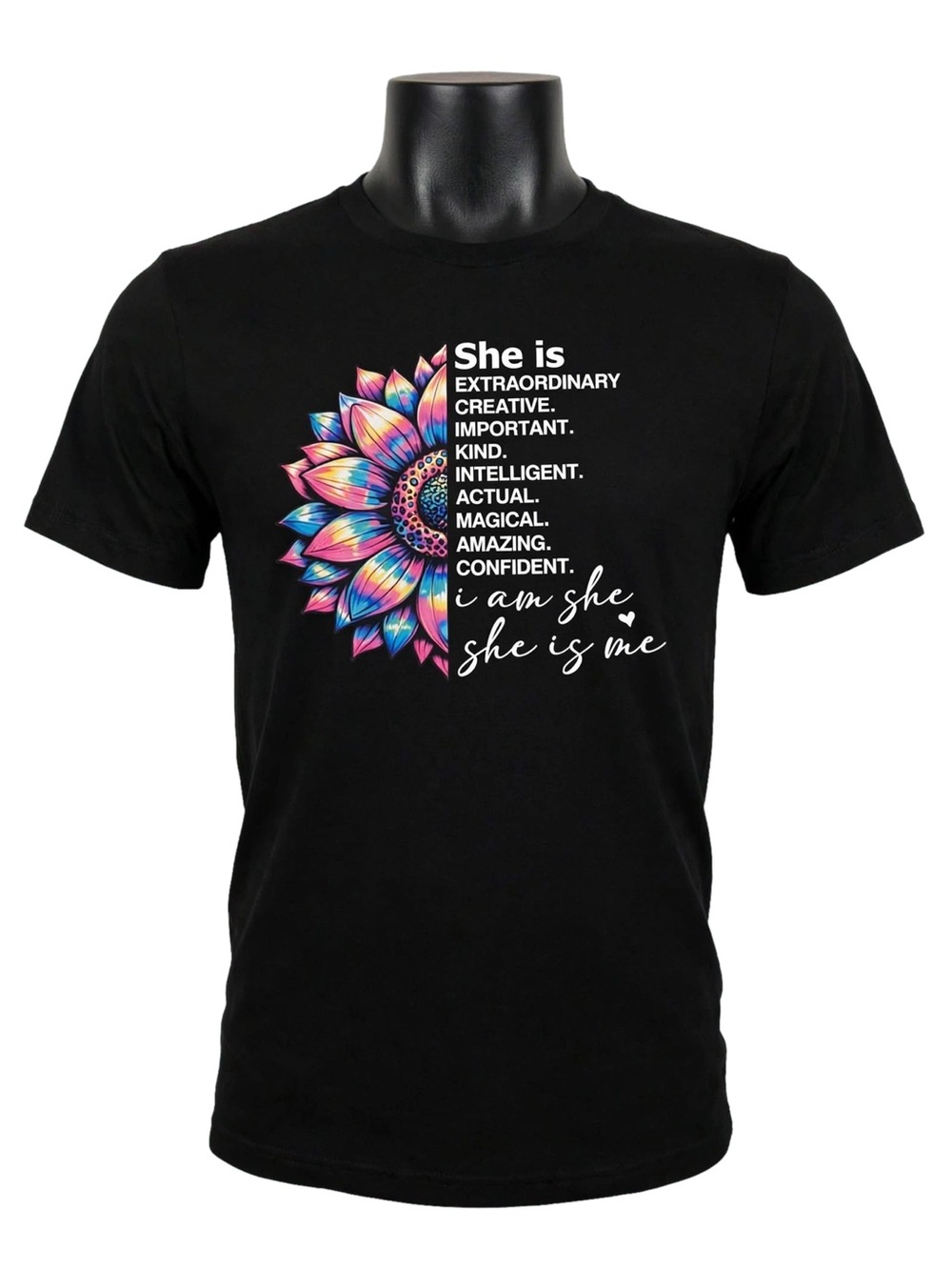 She Is inspirational Graphic Tee -Black